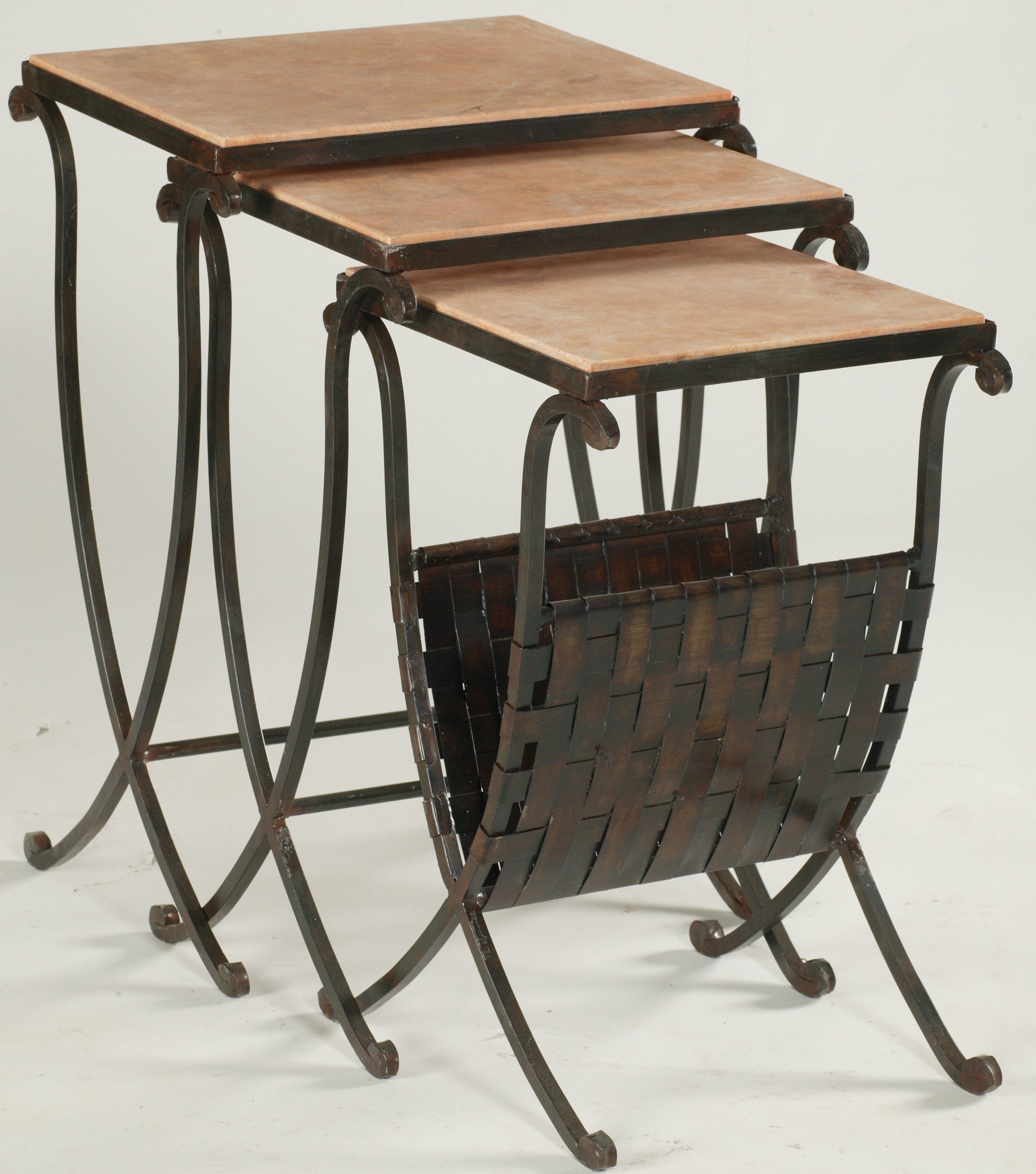 VITTSJÖ Nesting tables, set of 2, black-brown/glass, 353/8x195/8