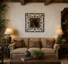 Load image into Gallery viewer, SQUARE WROUGHT IRON MIRROR

